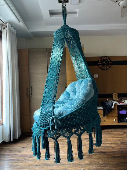 Teal Blue single seater hanging chair - Swing Saga