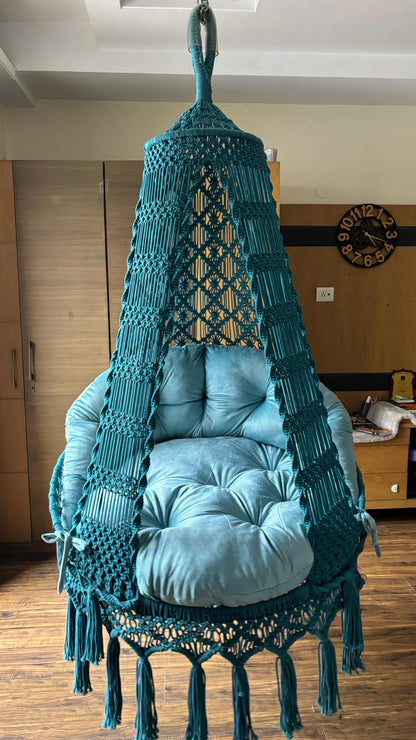 Teal Blue single seater hanging chair - Swing Saga