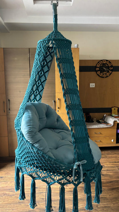 Teal Blue single seater hanging chair - Swing Saga