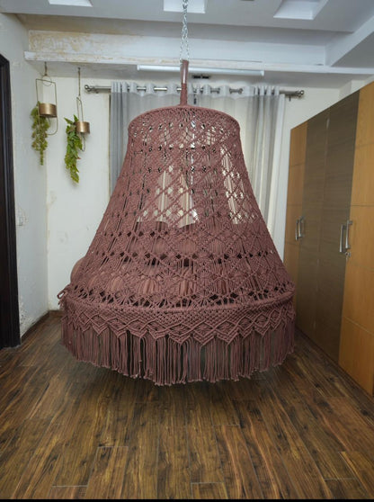 Wood Brown Macrame Bed Swing - Swing Saga