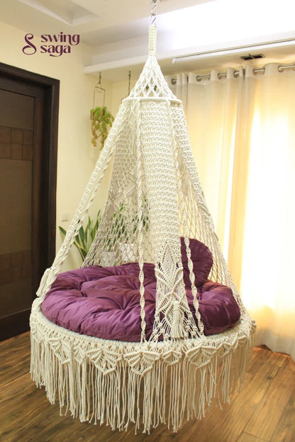 White Double seater hanging chair - Swing Saga