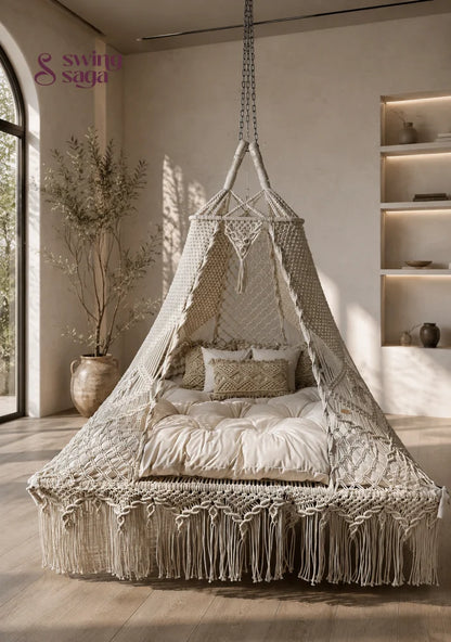 Alva Square Bed Swing - White / 70 Inches