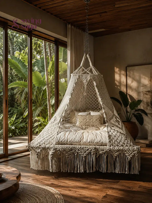 Alva Square Bed Swing - White / 70 Inches
