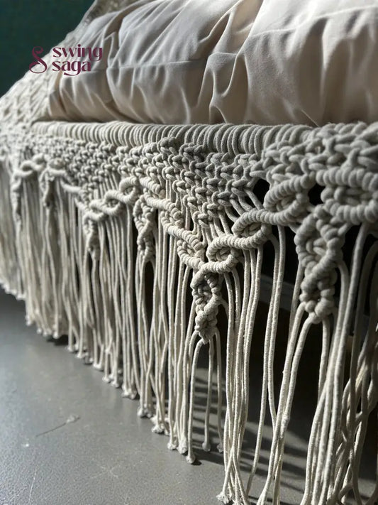 Ivory  Macrame Bed Swing - Swing Saga