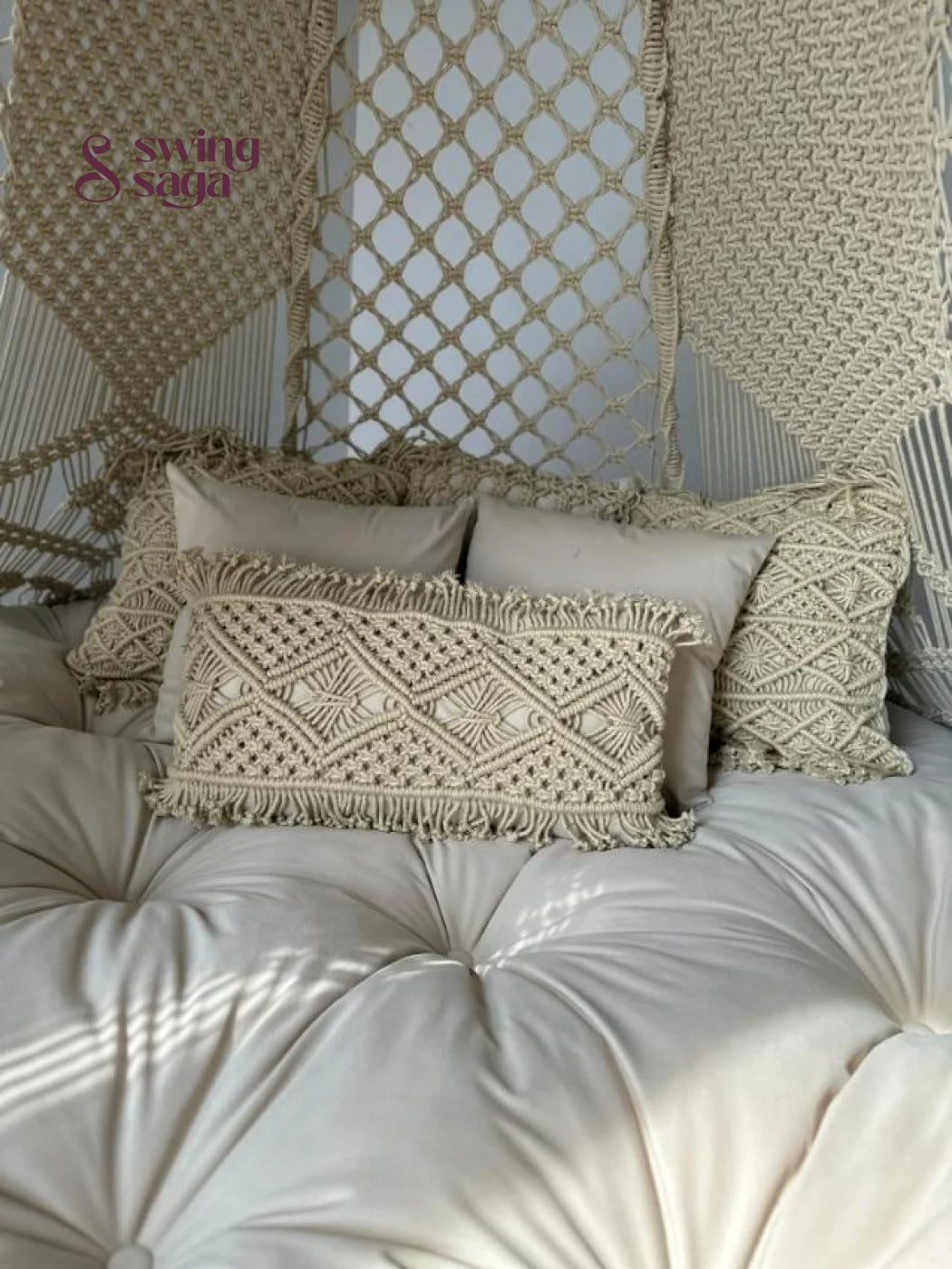 Alva Square Bed Swing - White / 70 Inches
