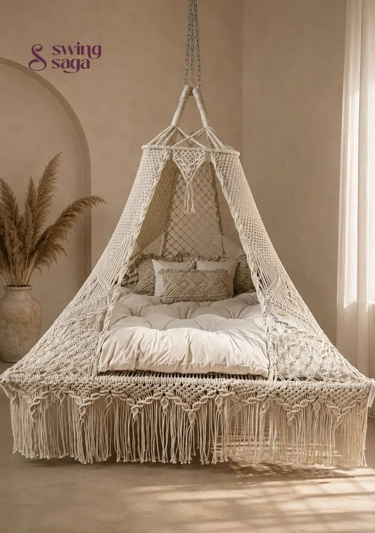 Alva Square Bed Swing - White / 70 Inches