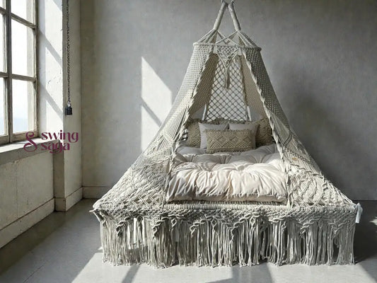 Ivory  Macrame Bed Swing - Swing Saga