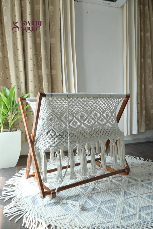 Macrame baby bassinet white