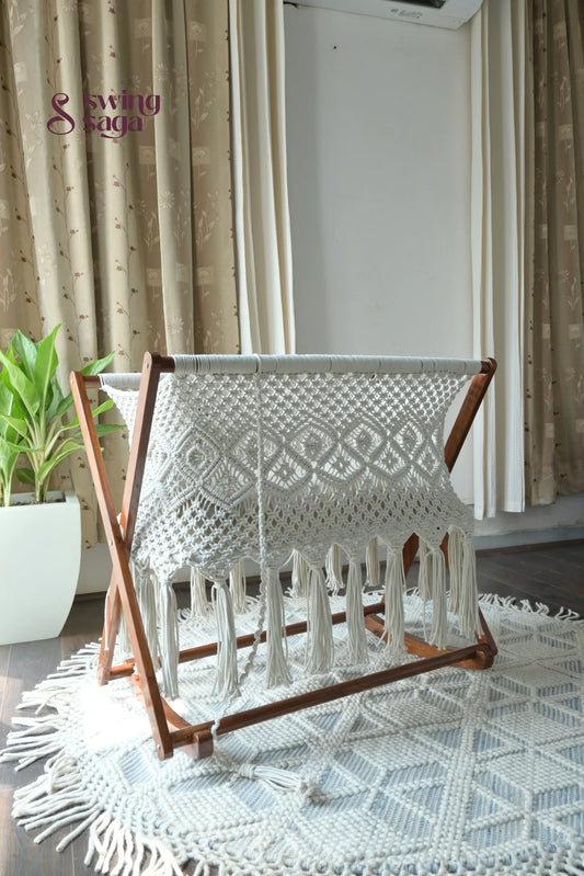 Macrame baby bassinet white