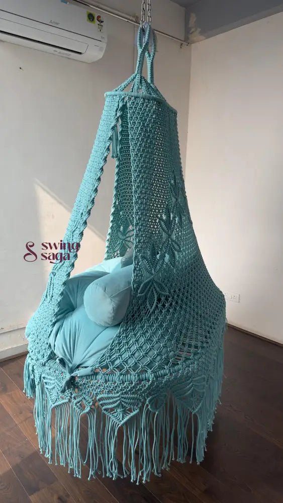 Aqua Blue boho sofa swing - Swing Saga