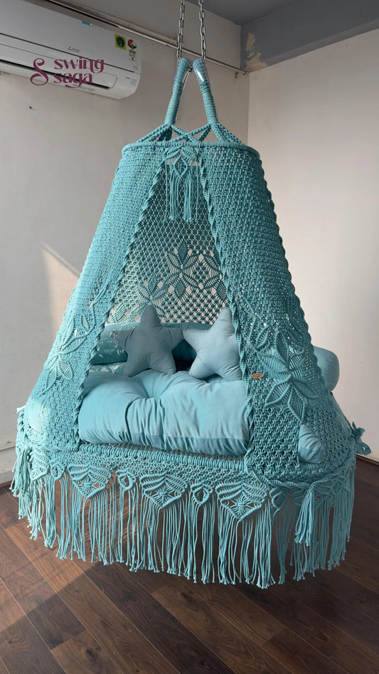 Aqua Blue boho sofa swing - Swing Saga