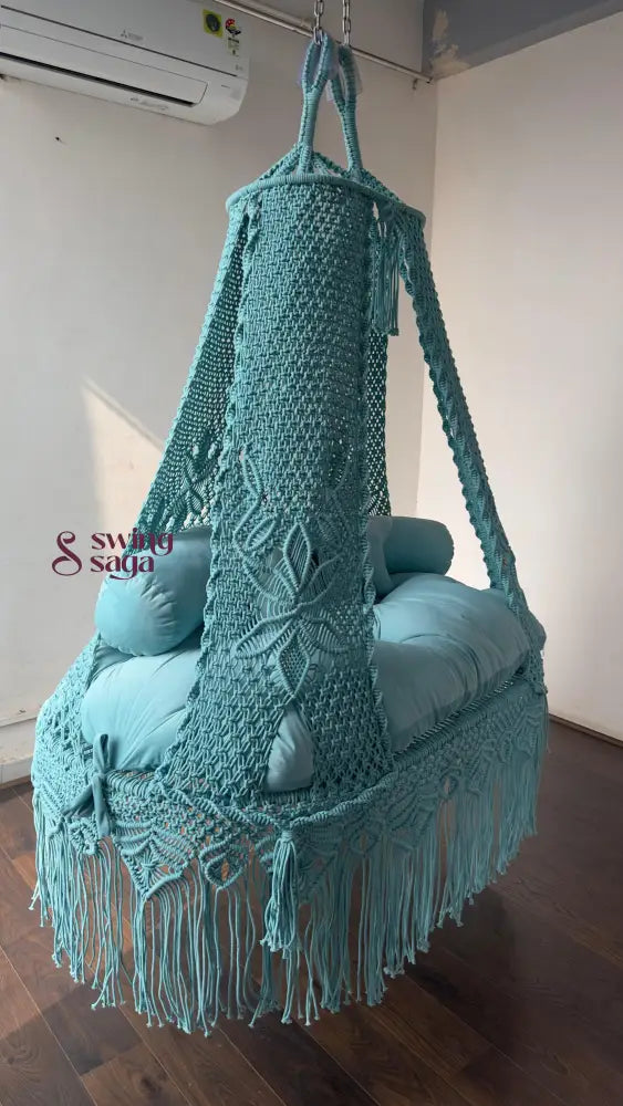 Aqua Blue boho sofa swing - Swing Saga