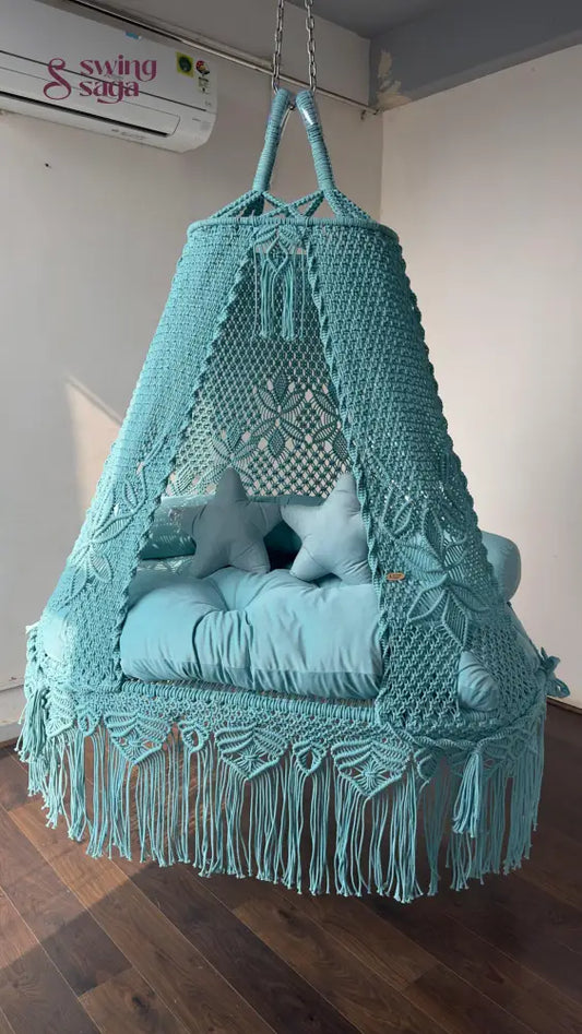 Aqua Blue boho sofa swing - Swing Saga
