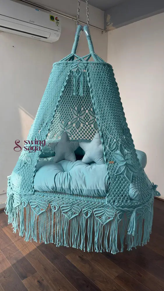 Aqua Blue boho sofa swing - Swing Saga