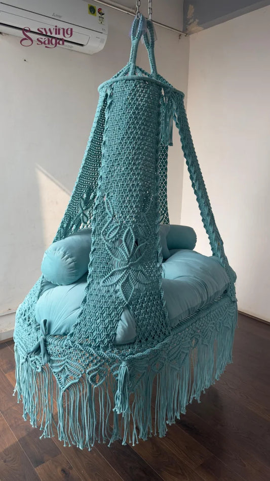 Aqua Blue boho sofa swing - Swing Saga