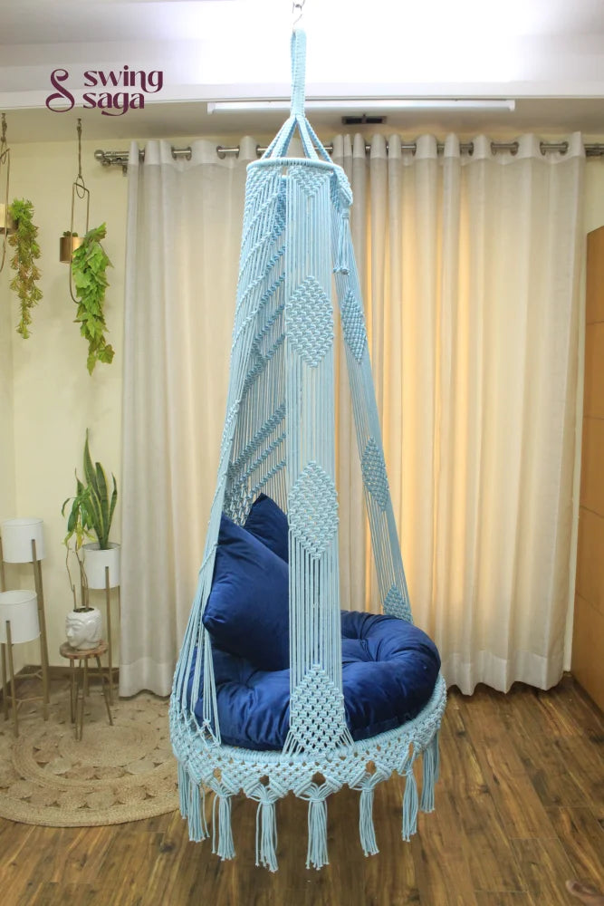 Aqua Blue single seater hanging chair - Swing Saga