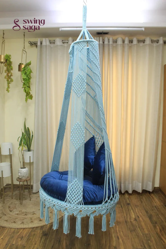 Aqua Blue single seater hanging chair - Swing Saga