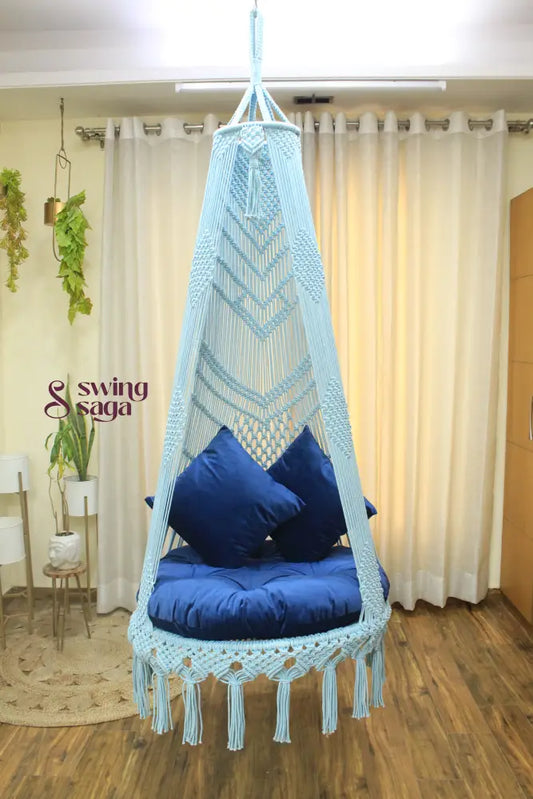 Aqua Blue single seater hanging chair - Swing Saga
