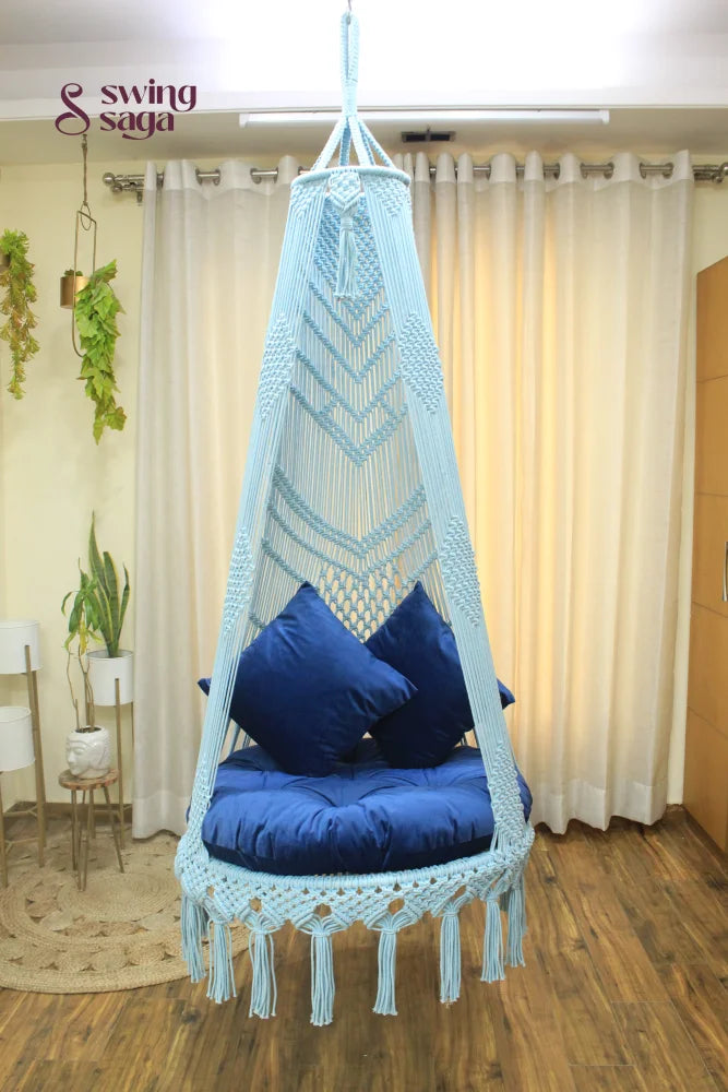 Aqua Blue single seater hanging chair - Swing Saga