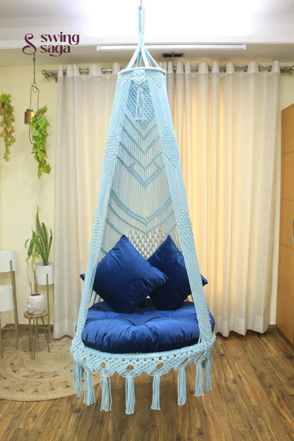 Aqua Blue single seater hanging chair - Swing Saga