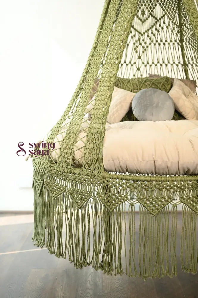 Olive  Macrame Bed Swing - Swing Saga