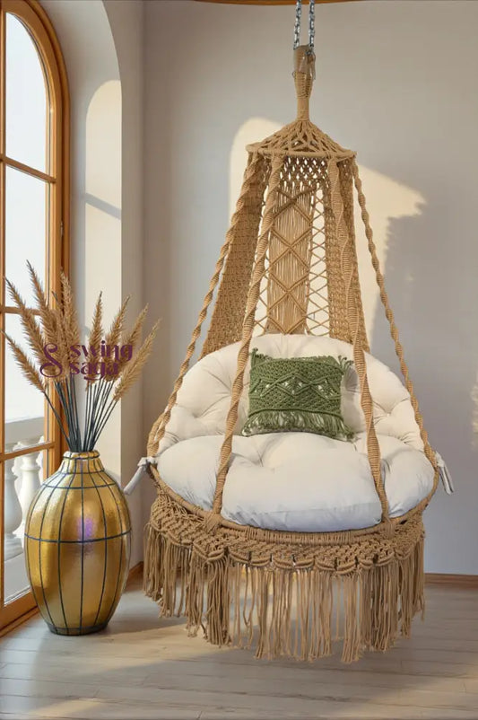 Cream single seater hanging chair - Swing Saga