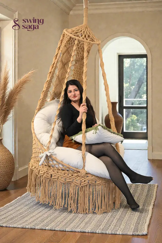 Cream single seater hanging chair - Swing Saga