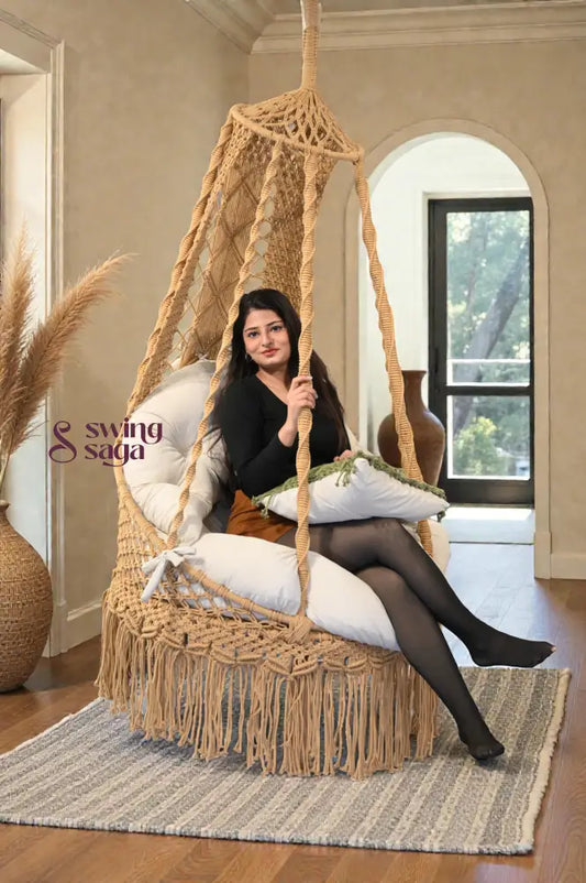 Cream single seater hanging chair - Swing Saga