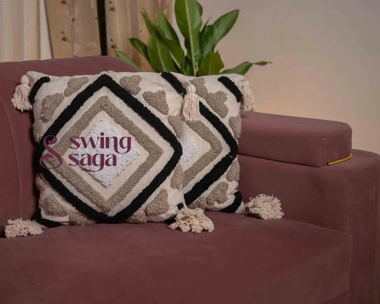 Artisan Crafted Accent Pillow with Tribal-Inspired Patterns - Set of 2 16x16 inches