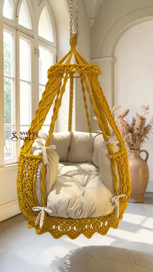 Yellow single seater hanging chair - Swing Saga