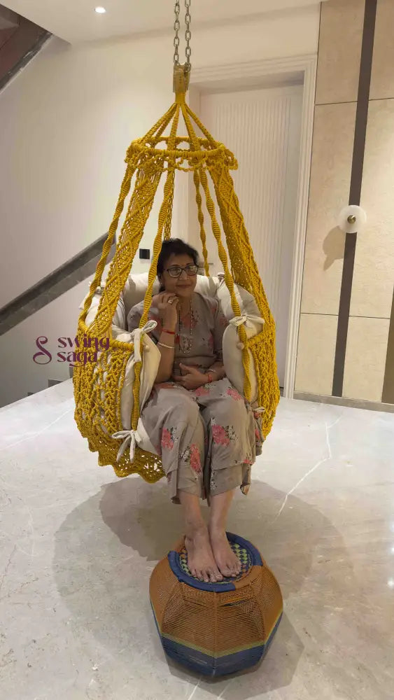 Yellow single seater hanging chair - Swing Saga