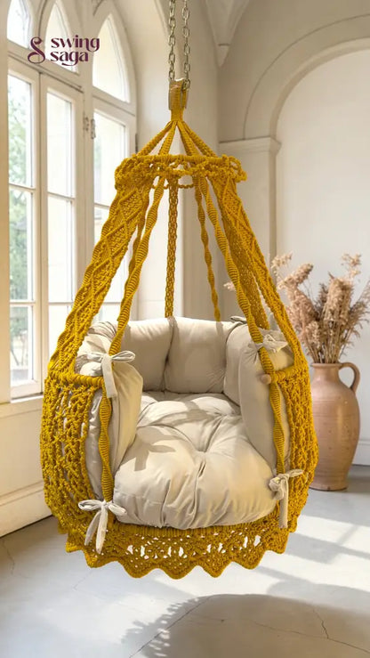 Yellow single seater hanging chair - Swing Saga