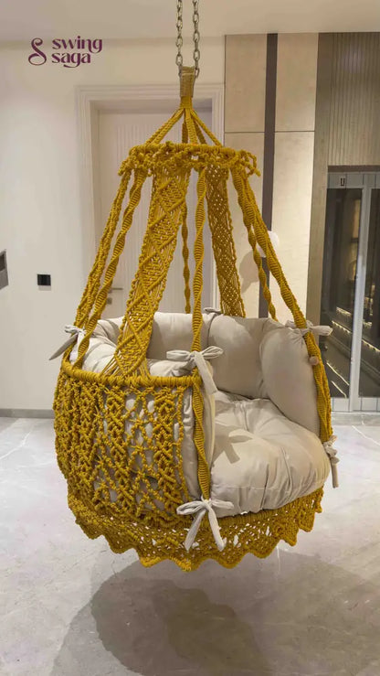 Yellow single seater hanging chair - Swing Saga