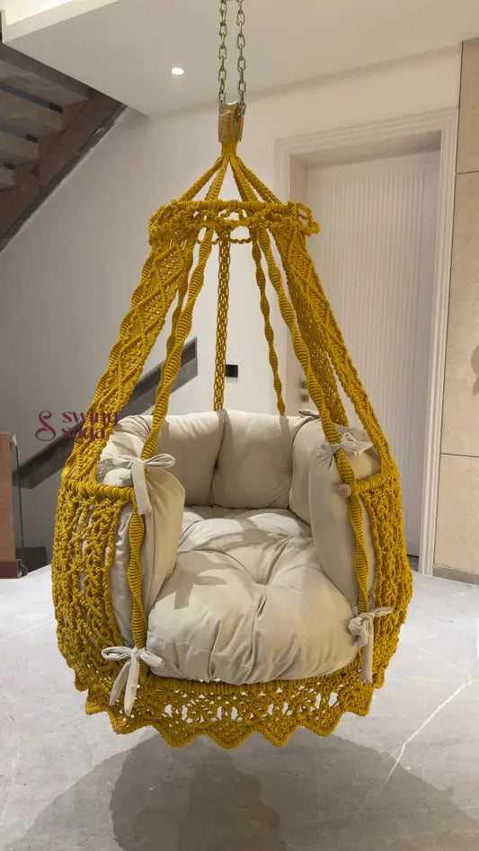 Yellow single seater hanging chair - Swing Saga