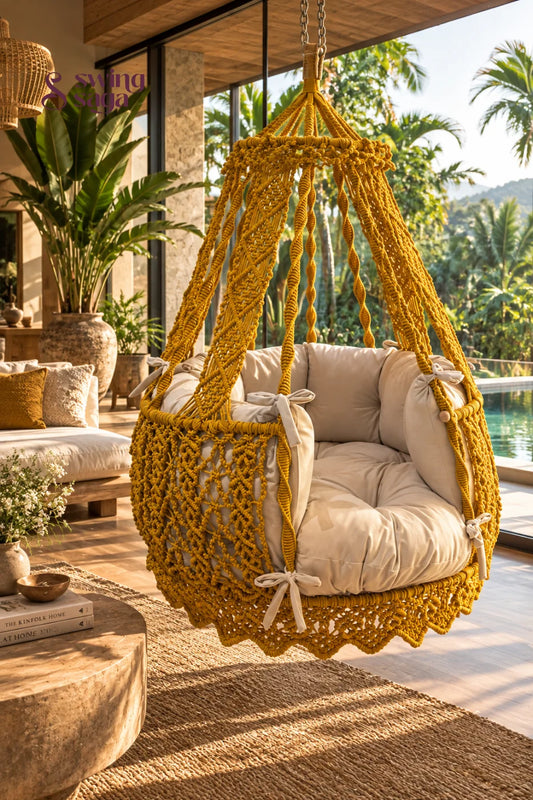 Bambi Hanging Swing with backrest - Yellow / 35 Inches
