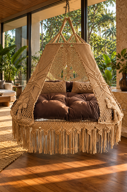 Caramel Boomerang Sofa Bed Swing