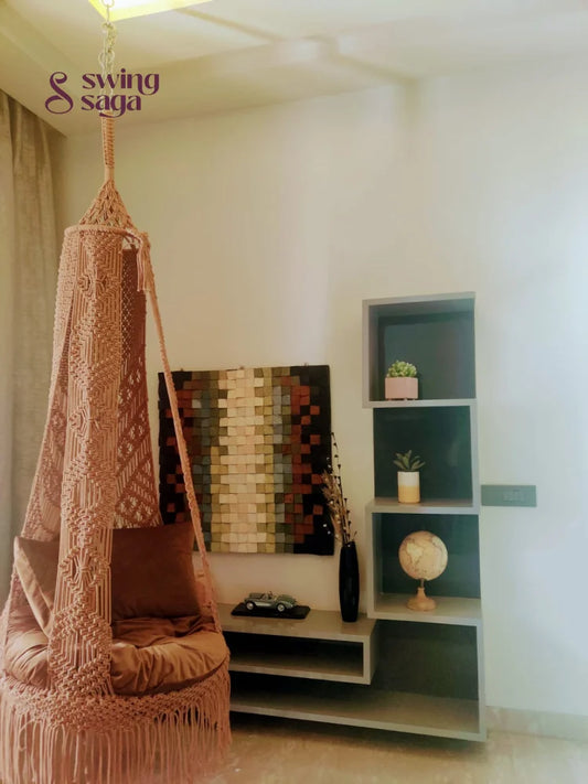Beige single seater hanging chair - Swing Saga 
