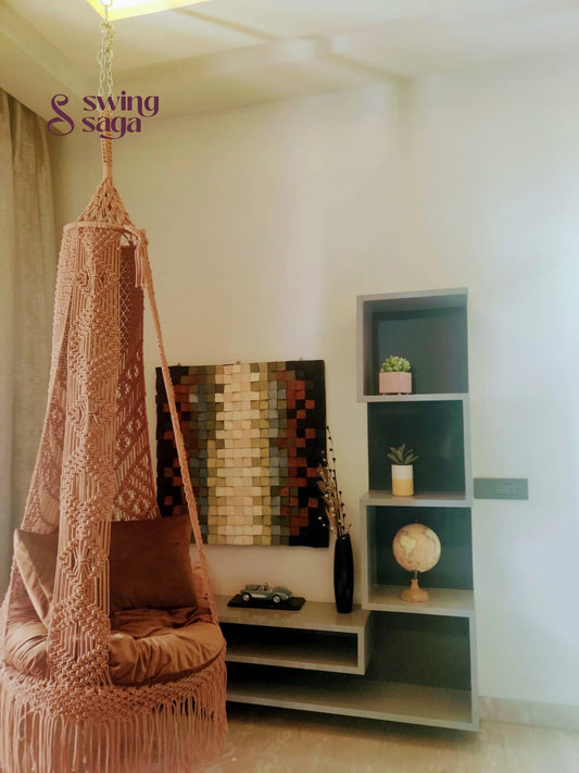 Beige single seater hanging chair - Swing Saga 