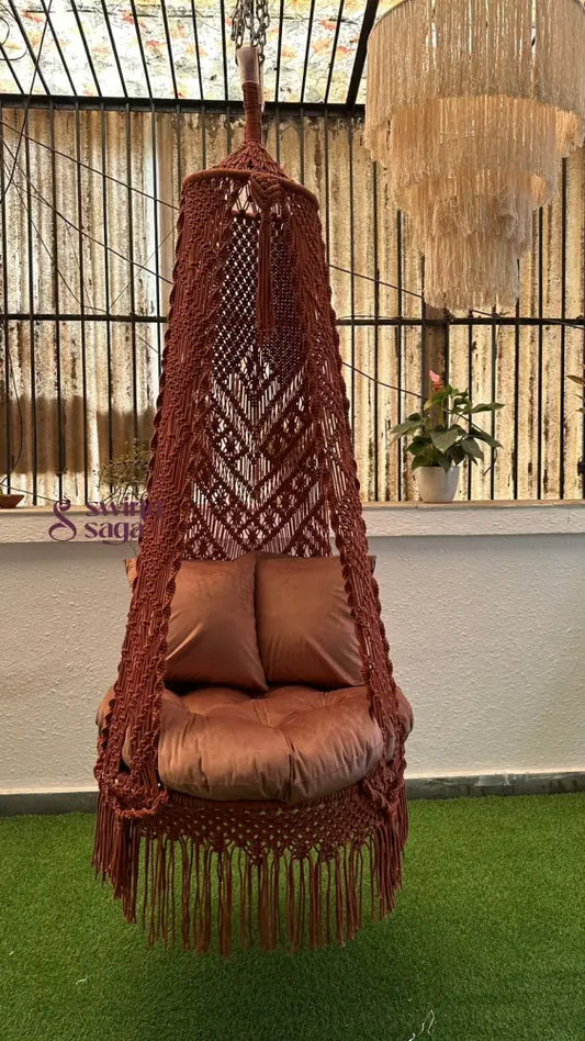 Beige single seater hanging chair - Swing Saga 