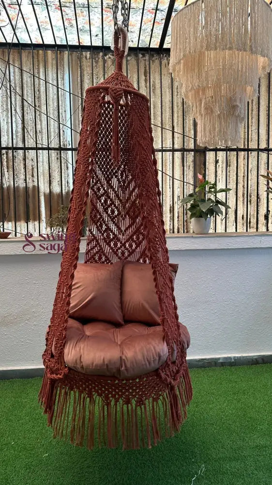 Beige single seater hanging chair - Swing Saga 