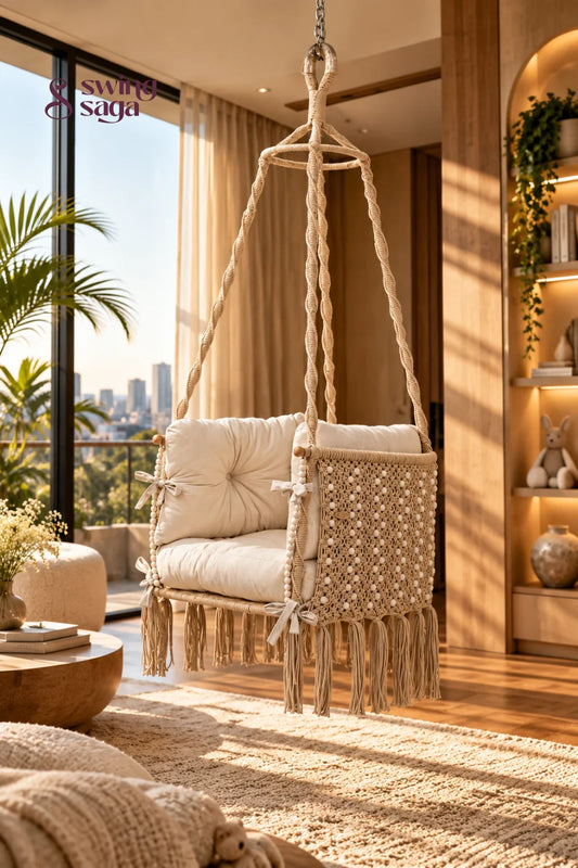 Beige Coral Hug by Swing Saga - 25*25 inches / White