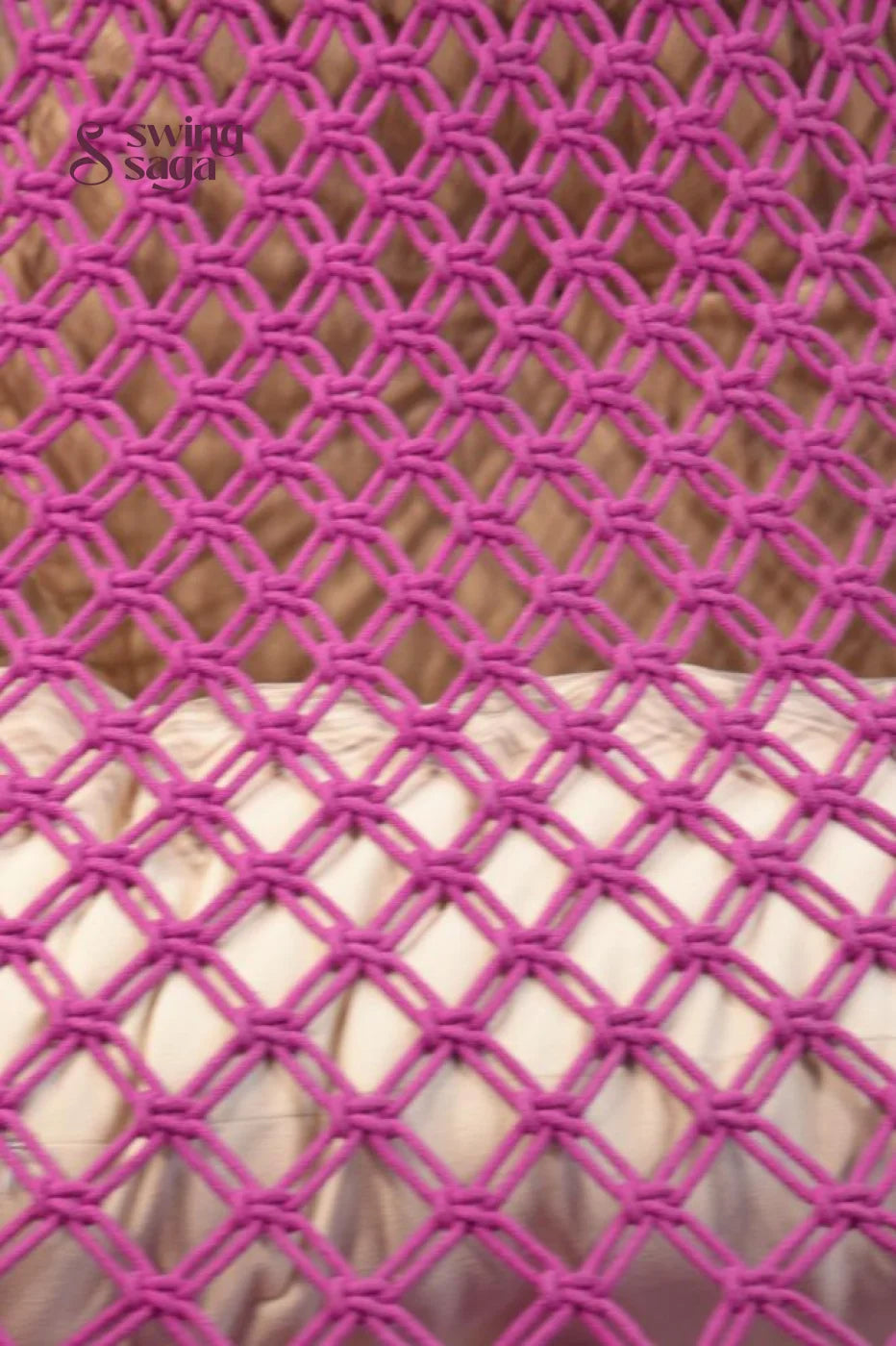 Berry Luxe -Handcrafted Cotton Macramé Bed Swing - 65 Inches / Magenta