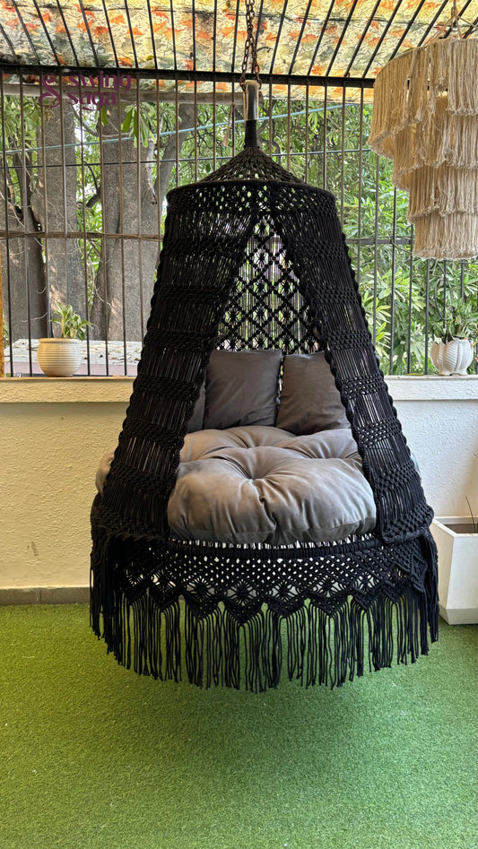 Black Double seater hanging chair - Swing Saga