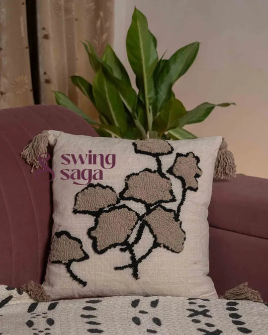 Black embossed premium cushion with cushion filler - Set of 1 16x16 inches