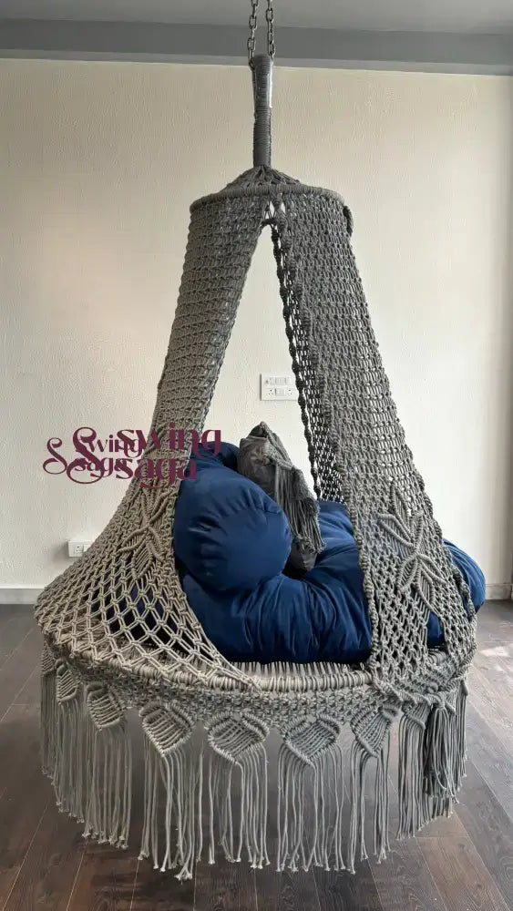 Light Grey / Blue Double seater hanging chair - Swing Saga