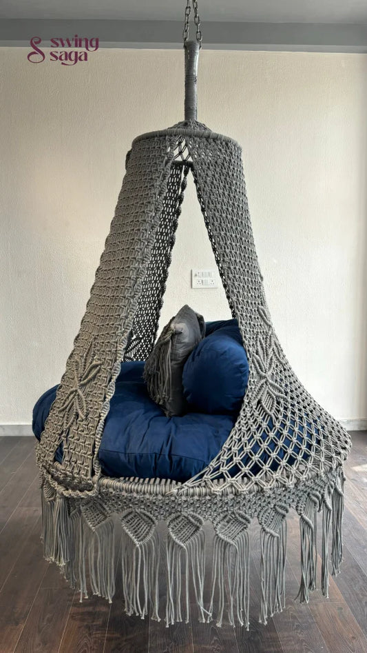 Light Grey / Blue Double seater hanging chair - Swing Saga