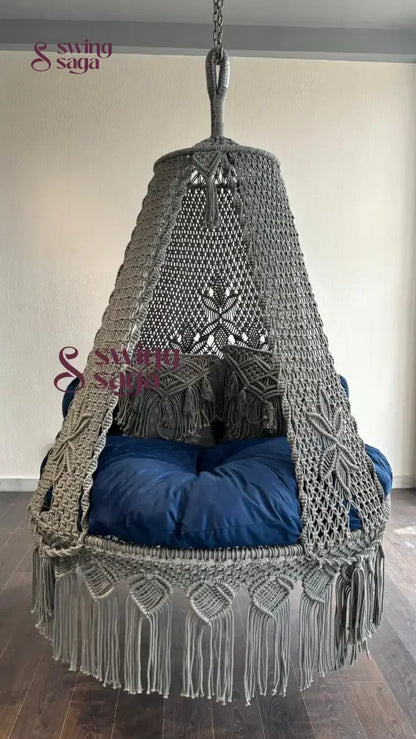 Light Grey / Blue Double seater hanging chair - Swing Saga