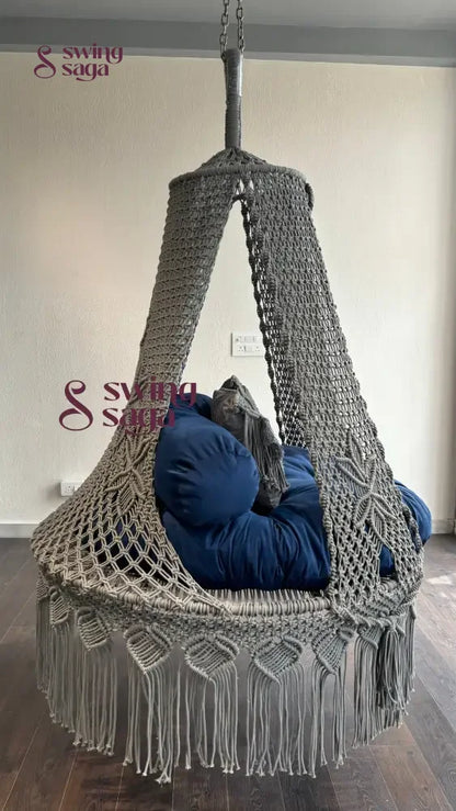 Light Grey / Blue Double seater hanging chair - Swing Saga
