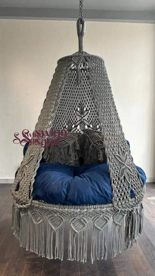Light Grey / Blue Double seater hanging chair - Swing Saga
