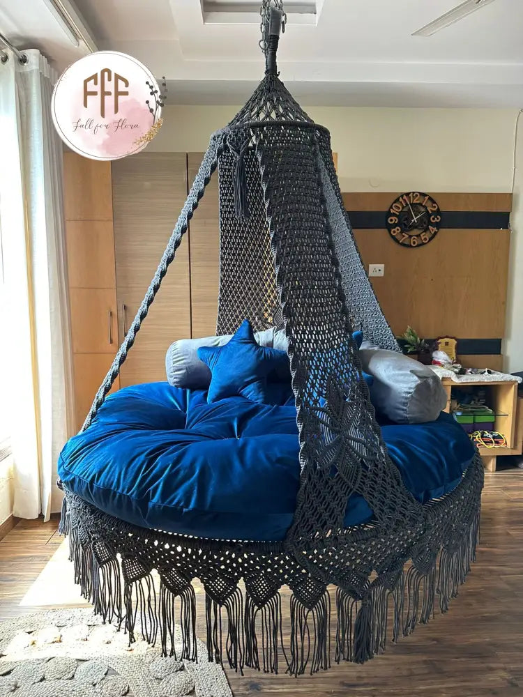 Dark Grey  Macrame Bed Swing - Swing Saga